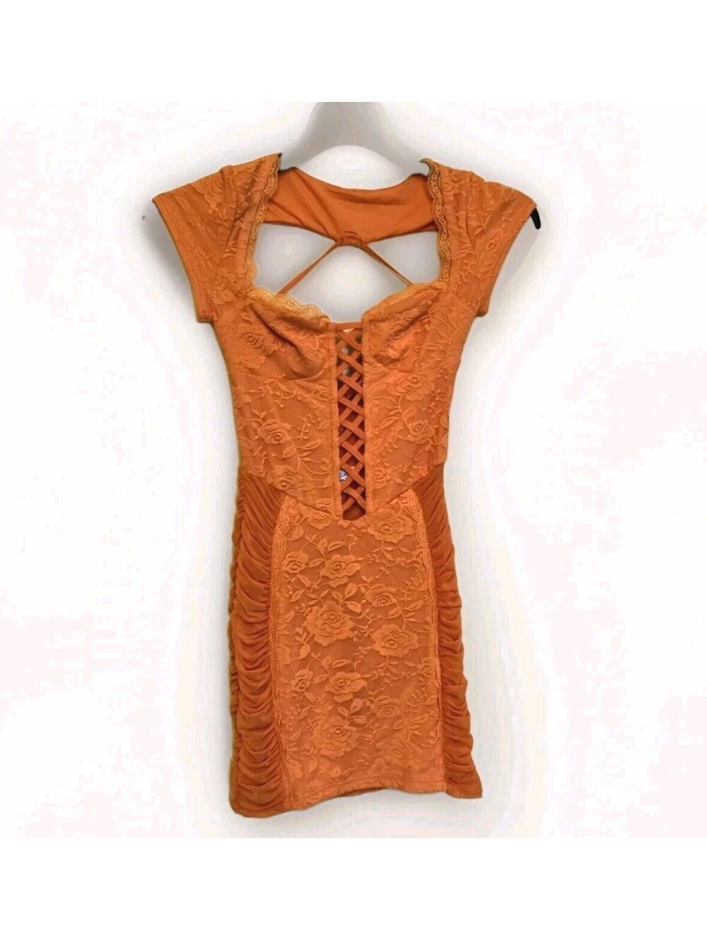 NWT OUTCAST MINI DRESS ORANGE SIZE XS Lina Nightout Clubbing Miami Vibes Bodycon